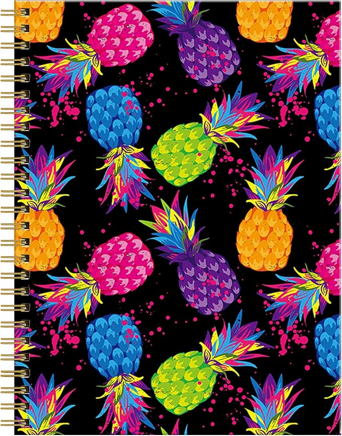 Spiral Journal Notebook for Women,A5 College Ruled Notebooks 6"x 8.4", 120 Pages Lined Journal with Premium Thick Paper,Perfect for School Office Home Gifts(Colorful Pineapple)