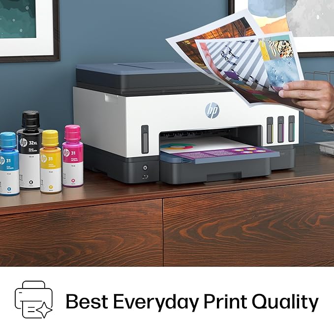 HP Smart Tank 7602 Wireless All-in-One Ink Tank Printer, Scanner, Copier with 2 years of ink included, Best-for-home office, Refillable, AI-enabled (28B98A)