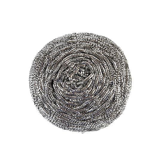 Restaurantware Stainless Steel Scrubber 100 Pack 3.543 x 3.543 x 2.362 Inches Heavy-Duty Metal Cleaning Pad Rust-Resistant Kitchen Scouring Tool for Tough Cleaning Silver