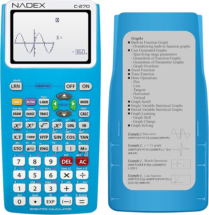 Scientific Calculator with Graph Functions for College and High School Students, Engineering, Advanced Mathematics, Calculus, Algebra, Geometery, Trigonometry, Statistics, Physics, Chemistry, Blue