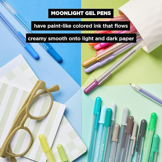 SAKURA Gelly Roll Moonlight 06 Gel Pens - Bold Point Ink Pen for Journaling, Art, or Drawing - Assorted Bright Ink - Bold Line - 16 Pack