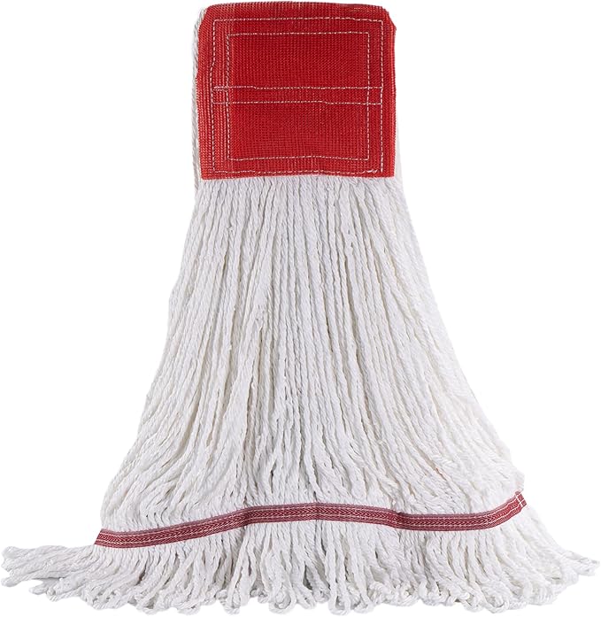Matthew Cleaning Microfiber String Mop Heavy Duty Commercial Wet Mop Head Replacement,Excellent Absorbency,Premium Launderability,Reusable for Home,Commercial and Industrial Use(White,6Pack)
