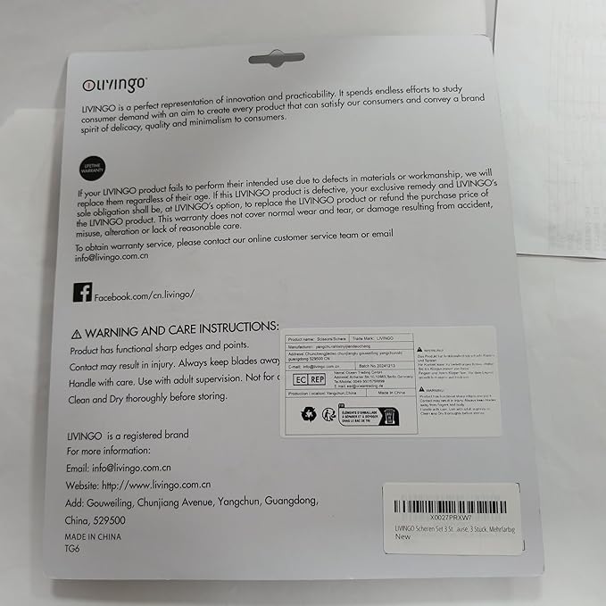 LIVINGO All Purpose Scissors Set - 4 Pack Sharp Multipurpose Heavy Duty Shears for Kitchen Cooking Sewing Fabric Cutting Poultry Food Paper Craft Office Household School Multi Pack Utility Shears