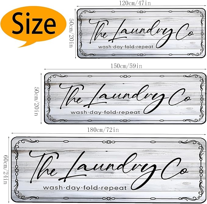Laundry Room Rug Runner 24"X72" Non Slip Farmhouse Mats Organization and Washable Floor Long Rugs for Laundry Room Accessories Mudroom Kitchen Bathroom Area Rugs Decor