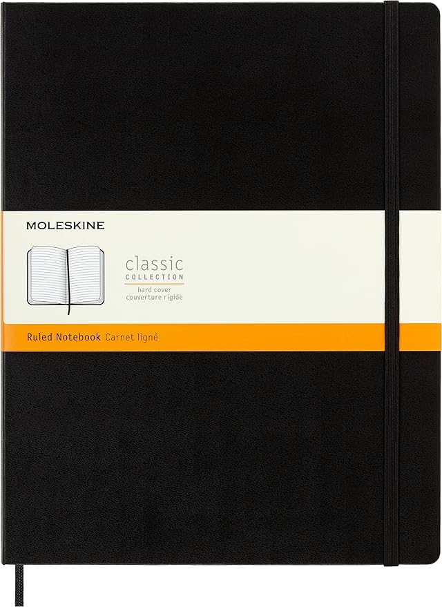 Moleskine Notebook, XXL, Ruled, Black, Hard Cover (8.5 x 11)
