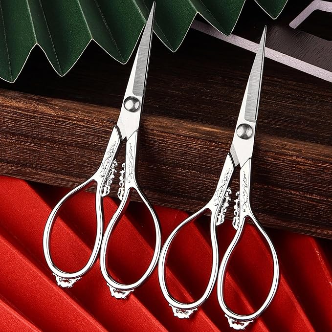 Vintage European Style Embroidery Scissors - Mini, Sharp Tip, Stainless Steel, Travel Scissors With Pouch, Silver