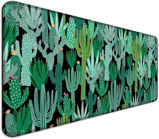 Cactus Gaming Desk Mat, Extended Large Minimalist Green Plant Aesthetic Mouse Pad, Computer Keyboard Laptop Mousepad for Work, Office and Home, XL