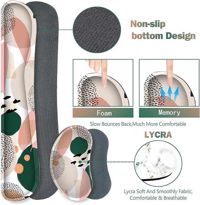 ARTSO Gaming Mouse Pad Wrist Support Set, XXL Large Desk Mat Mousepad + Keyboard Wrist Support+ Mouse Wrist Rest+Coaster 4in1 Ergonomic, Memory Foam, Stitched Edge for Home Office -Abstract Point