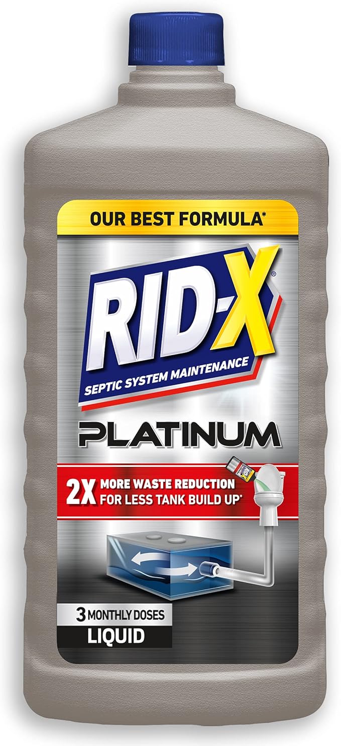 RID-X Septic Tank Treatment Platinum Liquid – 3 Month Supply - Our Best Formula with x2 More Waste Reduction