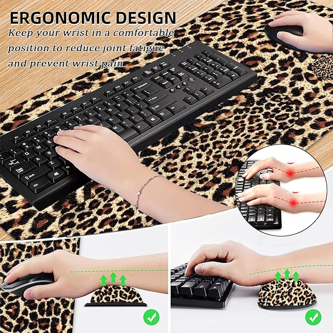 LATEEFAH Desk Mat, Mouse Pad with Wrist Rest, 4-in-1 Large Mouse Pads for Desk, Ergonomic Mouse Pad and Keyboard Wrist Rest Gaming Keyboard Mat for Office, Home