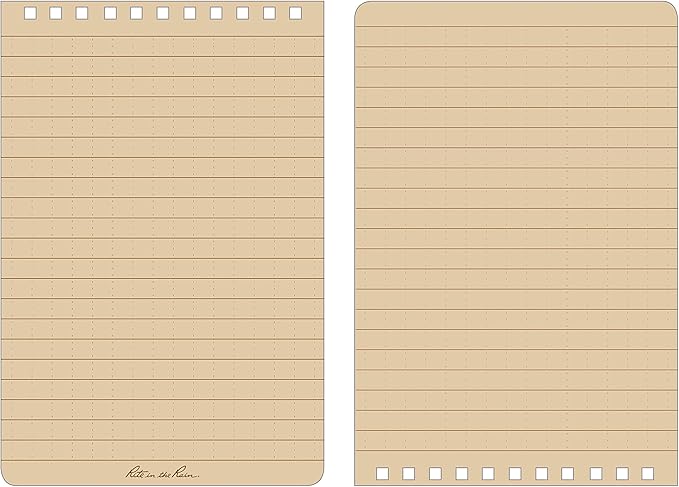 Rite in the Rain Weatherproof Notebook, 4" x 6" Universal Page Pattern Weatherproof Notepad, Brown Cover (No. 446)
