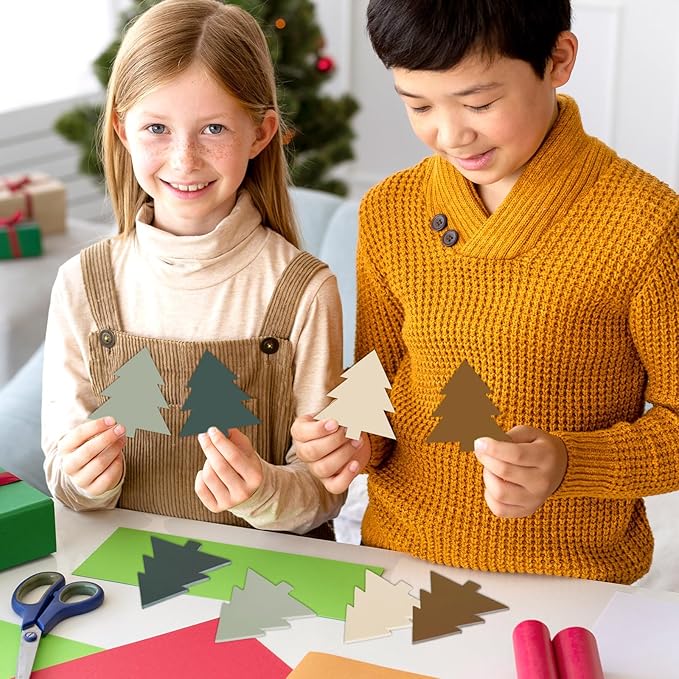 1200Pcs Christmas Sticky Notes Green Brown Xmas Tree Shaped Self Adhesive Notepads Removable Memo Pads for Home Office Classroom Supplies