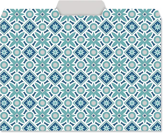 Current Coastal Blues File Folders Value Pack - Bulk Set of 24, 6 Pretty Decorative Designs, 1/3 Cut Tabs, Heavy-Duty Paper Stock, Office Supplies for Home & Work, 9-½” x 11-¾” Letter Size