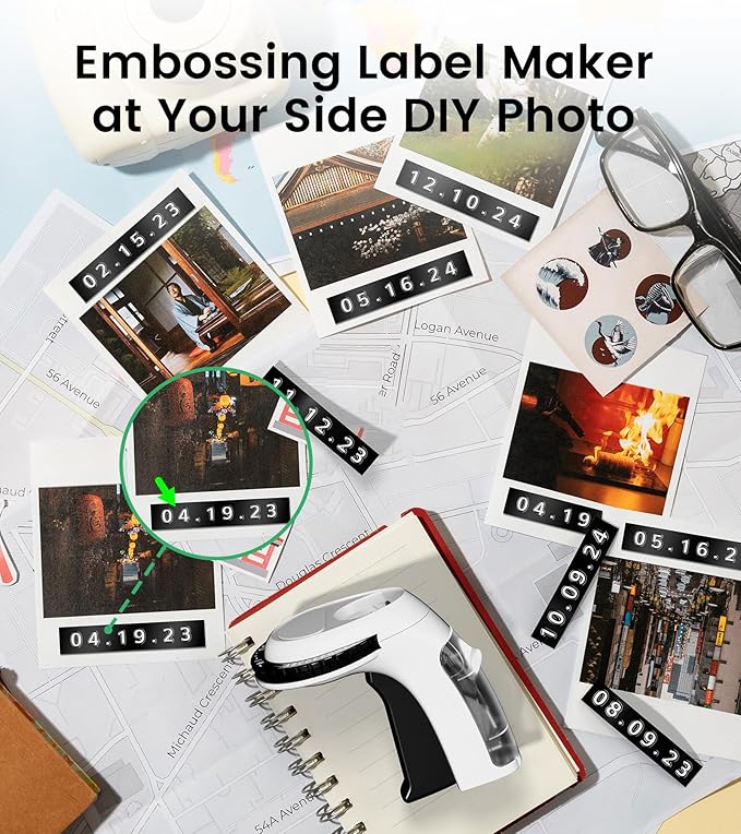 Embossing Label Maker Machine with Tapes, Old School Vintage Label Maker Embossed, Retro 3D Embosser Manual Labeler with 3 Rolls 9mm Labels-Waterproof for Home Office Kids DIY Craft Scrapbook