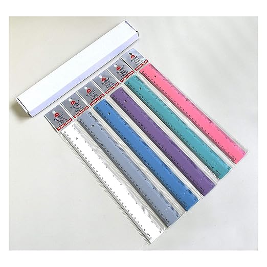 Acrimet Plastic Ruler 12 Inches/ 30 Centimeters, Measuring Device Tool for Student, School, Office, Heavy Duty (Pastel Assorted Color) (6 Pack)