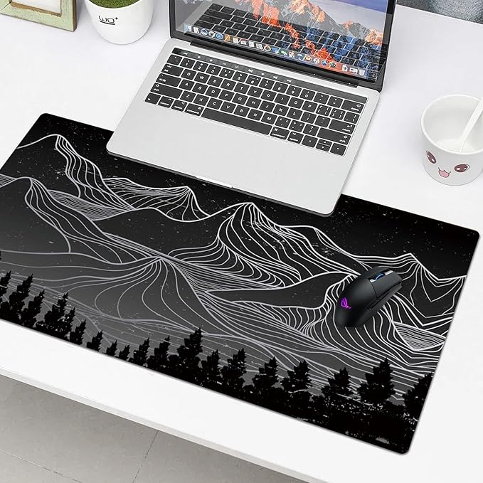 Mountain Desk Pad Protector, Stitched Edges Mouse Pad, Large Office Desk Mat, Non-Slip Desk Blotter, Laptop Desk Pad, Desk Writing Pad for Office and Home (31.5" x 15.7")
