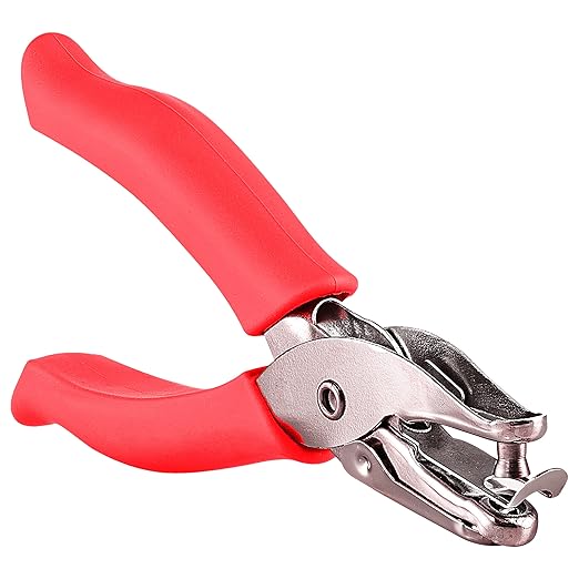Single Hole Punch Metal Red, 1/4” Hole Puncher with Soft Grip Handles for Paper and Crafts Round Circle Shape, for Kids and Adults, Also Available in Green, Pink, Purple, Blue, Grey, 1 Pc – by Enday