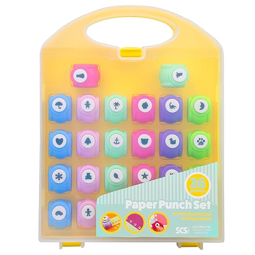 Scrapbook Paper Punch 26pc Mini Paper Hole Punchers w Case - All Different Crafting Designs Hole Punch for Greeting Cards, Scrapbooking, Arts & Crafts, Projects for Kid & Adults, Summer Camp, Gifts