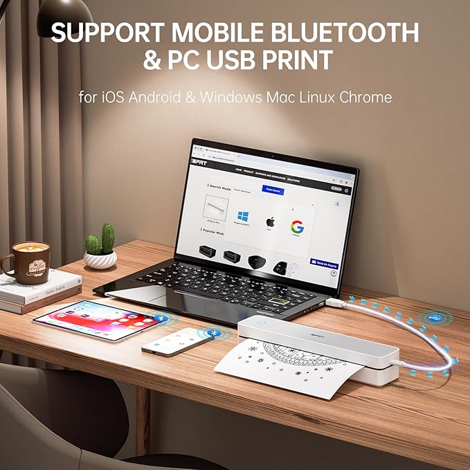 iDPRT MT610 Portable Thermal Printer, Mobile-Travel-Printers, Inkless-Wireless-Small-Printer for Home Use, Office, Vehicles, Bluetooth Printers Supports 8.5" x 11" US Letter & A4 & A5 Size