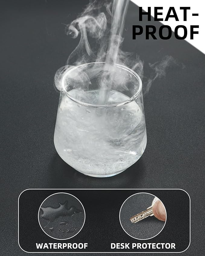 Leather Desk Pad Protector,Desk Mat,Large Mouse Pad, Non-Slip Desk Pad, Waterproof PU Leather Desk Blotter Mat, Desk Cover for Office and Home (Black, 36" x 17")