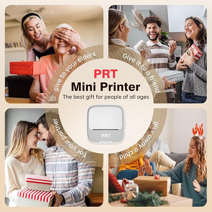 PRT Sticker Printer, Mini Thermal Printer Bluetooth Portable Sticker Maker with 1 Roll Paper, Print Pod, for Study Notes, Pictures, Labels, DIY, Multiple Templates for Phones & Tablets