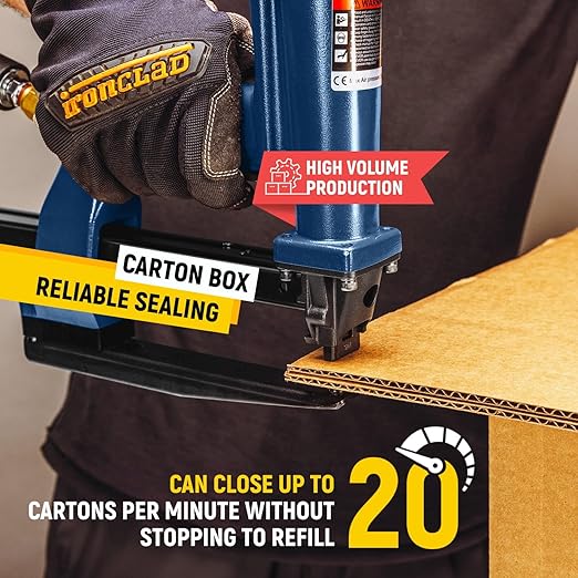 IDL Packaging SP50-10B-A Heavy-Duty Pneumatic Plier Stapler for 1/2" (12.7 mm) Crown Staples - Professional Air Powered Staple Gun - Air Pressure Staple Gun for Fast Cardboard and Carton Binding