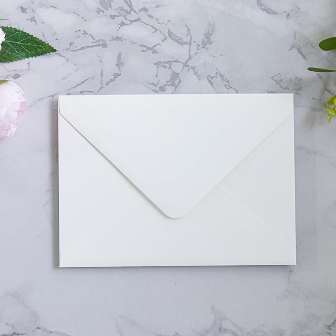 PONATIA 50 PCS A7 Envelopes, 5.25 x 7.48'' Matte Ivory Envelope, Perfect 5x7 Envelopes for Wedding Invitation Cards, Christmas Gift Cards Envelope, Acrylic Invitations, Photos