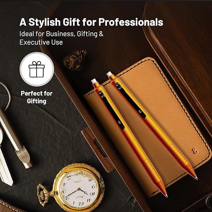 Everyman Taipan Orange Grafton Mechanical Aluminum Pencil, Premium 0.5mm Lead Writing, Drawing & Sketching, ideal for Professionals, Students and Architects & EDC Pencil