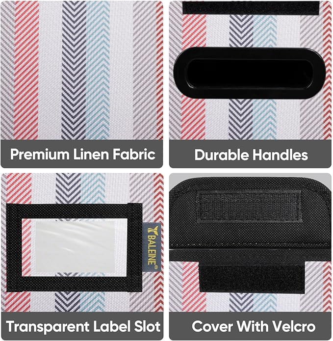 BALEINE File Organizer Box with Lid, Collapsible File Folder Organizer with Plastic Slide, Hanging File Folder Box for Office Document Storage (1 Pack, Color Stripe, S)