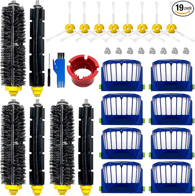Replacement Accessories Kit for iRobot Roomba 600 Series 694 675 692 676 695 677 671 655 645 690 680 660 650 620 614 & 500 Series 595 585 564 robot 3 Bristle & 3 Beater Brush 8 Filter 8 Side Brush