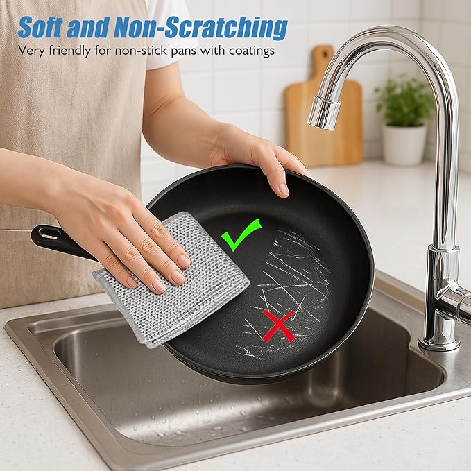 Non Scratch Wire Dishcloth Multipurpose 30PCS - Kitchen Wire Dishwashing Rag Sets Bathroom Home Steel Wool Scrubber Essentials Towels Cleaning Pads Supplies,for Dishes Sinks, Dishes, Stove Top Tools