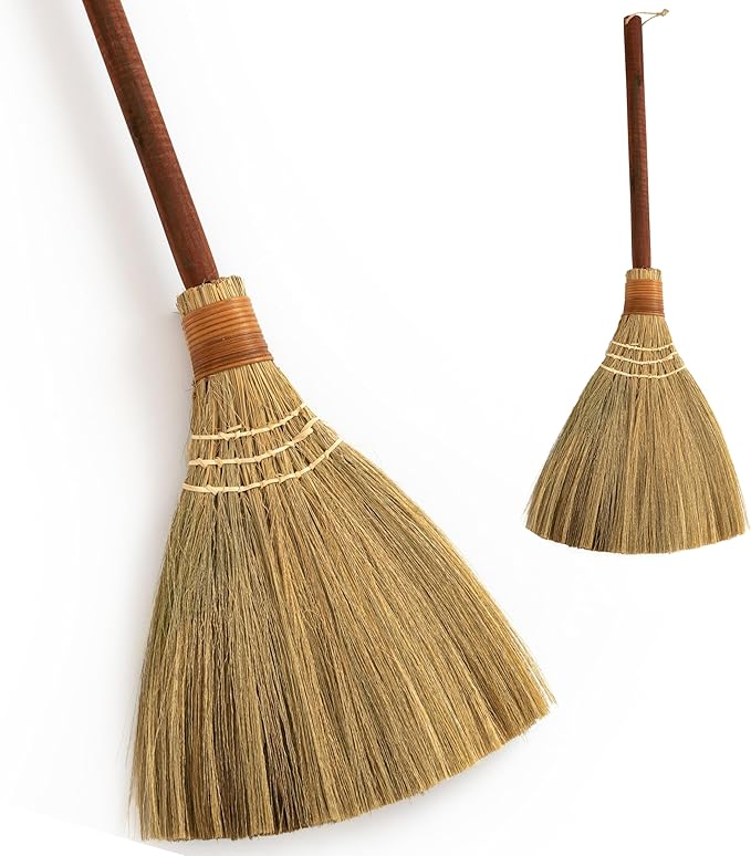 TTS For Home Natural Whisk Sweeping Hand Handle Broom - Vietnam Handmade Straw Soft Broom Design for Home, Kitchen, Grage, Bedroom 12.2" Width, 26.38" Length