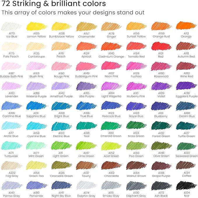 ARTEZA Inkonic Fineliners Pens, Set of 72, 0.4 mm Fine Tip Markers, Water-Based Art Pens for Drawing, Sketching, Journaling, Calligraphy