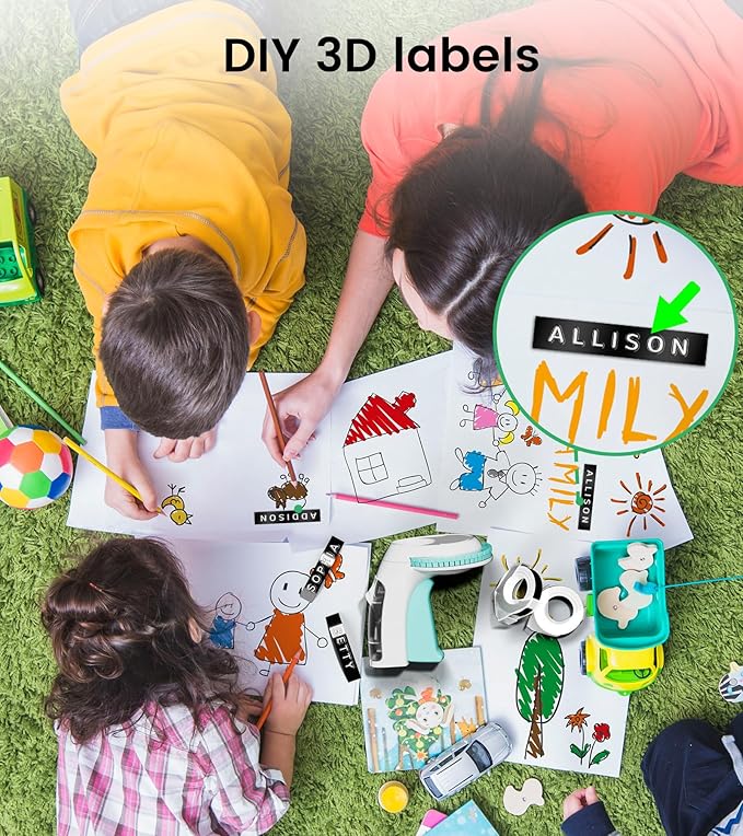 Embossing Label Maker Machine, Retro Embossed Label Maker Vintage, Portable Old School Embosser with 3 Rolls 3D 9mm 3/8 Inch Embossing Label Tapes for School Kids Items Home Office Organization