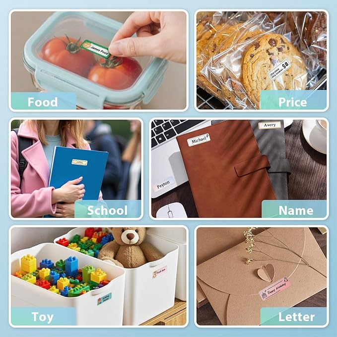 Label Maker Machine with Tape, Portable Bluetooth Label Printer, Wireless Mini Thermal Sticker Printer with Multiple Templates for Home, Kitchen, School Office, Small Business, White