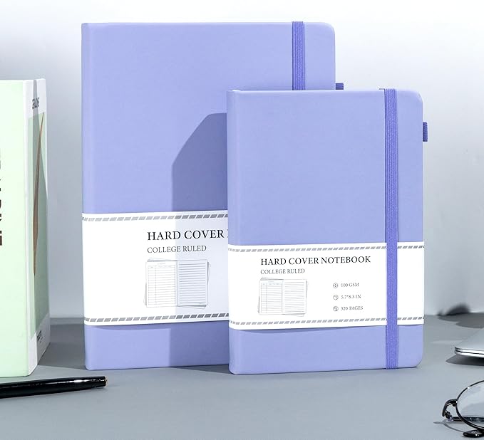 CAGIE Purple Journal Notebook for Women Men 320 Pages 100 Gsm Paper Thick Lined Journaling Notebooks A5 Leather Journals for Writing Hardcover Journal SuppliesDiary, 5.7x8.3 In