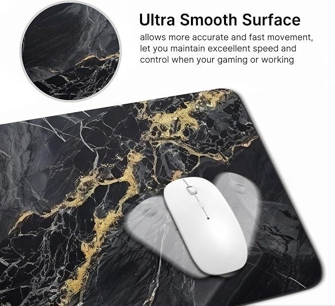 Extended Gaming Mouse Pad (31.5x11.8 in), Large Non-Slip Rubber Base Mousepad,Keyboard Mouse Mat Desk Pad for Work, Game, Office, Home -Black Rose Gole Marble