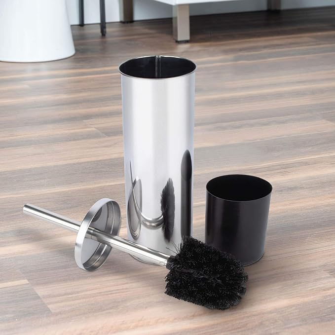 JS Jackson Supplies Sleek Toilet Brush and Holder with Metal Handle - Chrome