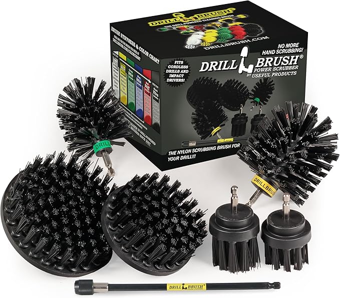 Ultimate Electric Spin Scrubber Drill Cleaning Kit with Extension - Cordless Drill Cleaning Brush Set, Power Scrubber, and Cleaning Supplies for Household and BBQ Tools - Grill Brush Scrubbing Brush