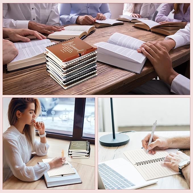 Kosiz 36 Sets Inspirational Christian Gifts Bulk Christian Notebooks Prayer Journals with Pens Spiral Bible Journals Religious Gifts for Church Grandparent Pastors Day Sunday School (Fresh Color)