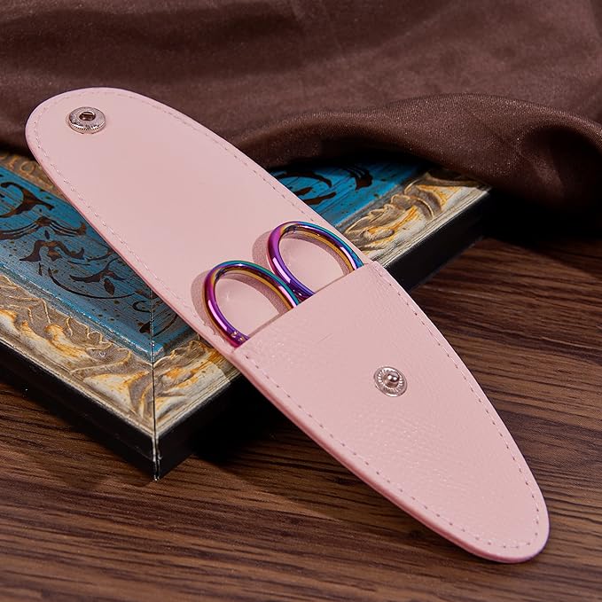 3.6 inch Small Titanium Scissors with Cover, Mini Scissors in a Pouch, All Purpose Everyday Use, Titanium Color