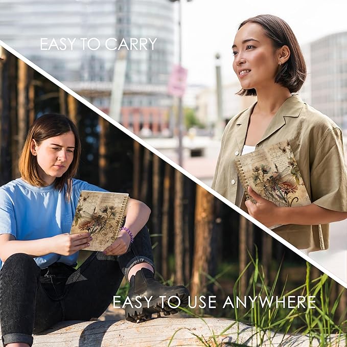 Vintage Dragonfly Spiral Notebook, Spring Dragon Fly Journal Notebook,Dragonfly Floral Notebooks for School Work, Dragonfly Gifts for Women, Dragonfly Office Supplies Gifts for Women Men,5.5x8.3