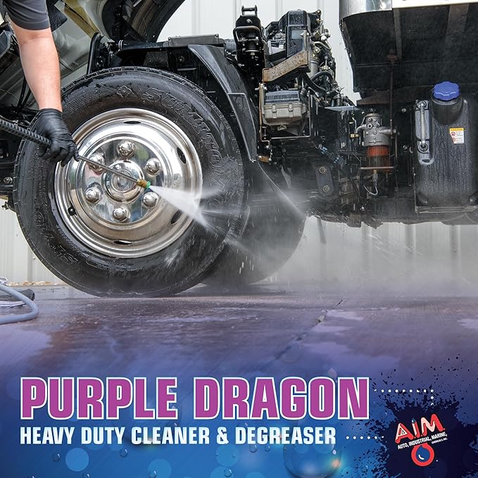 AIM Purple Dragon - Heavy Duty Degreaser Concentrate Industrial Degreaser, Wheel and Tire Cleaner, Equipment Degreaser cleaner - Premium Car Cleaner - Gal