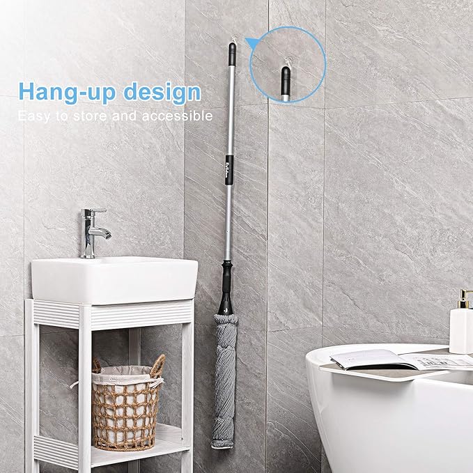 Eyliden Mop with 2 Reusable Heads, Easy Wringing Twist Mop, with 57.5 inch Long Handle, Wet Mops for Floor Cleaning, Commercial Household Clean Hardwood, Vinyl, Tile, and More (Grey)
