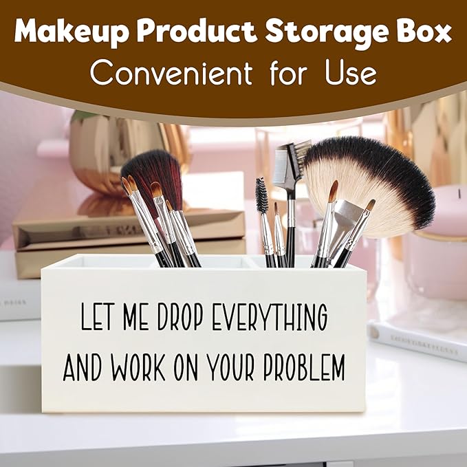 Funny Pen Holder for Desk, Office Humor Gifts for Women Men Coworkers Boss, Work Humor Gifts, Let Me Drop Everything Funny Wooden Pen Pencil Holder Organizer for Office Desk Accessories