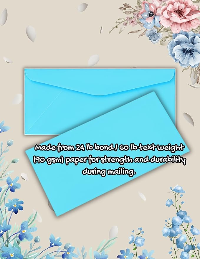 Envelopes No. 10 (4 1/8” x 9 1/2") Gummed Sealing, Standard Mailing Envelopes 100 Pcs. Per Pack.