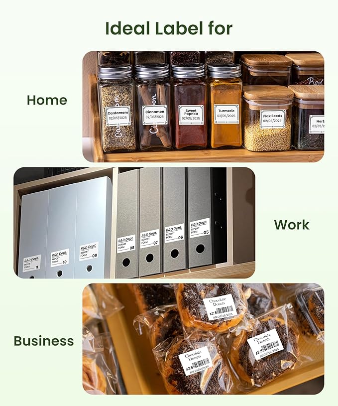 Phomemo M110 Labels Compatible with Phomemo M110/M120/M200/M220/M221 Label Printer, Multi-Purpose Label Tape Self-Adhesive Thermal Paper, Black on White, 1.57"x1.18" (40x30mm) 690 Labels/3Roll