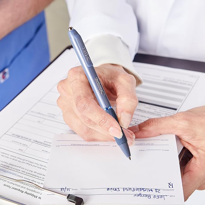 Sharpie S-Gel Gel Pens, Blue Barrel, Medium Point (0.7mm), Black Gel Ink Pens, 12 Count - Home, Office, School, Journaling, Writing, Note-Taking, Teacher Supplies