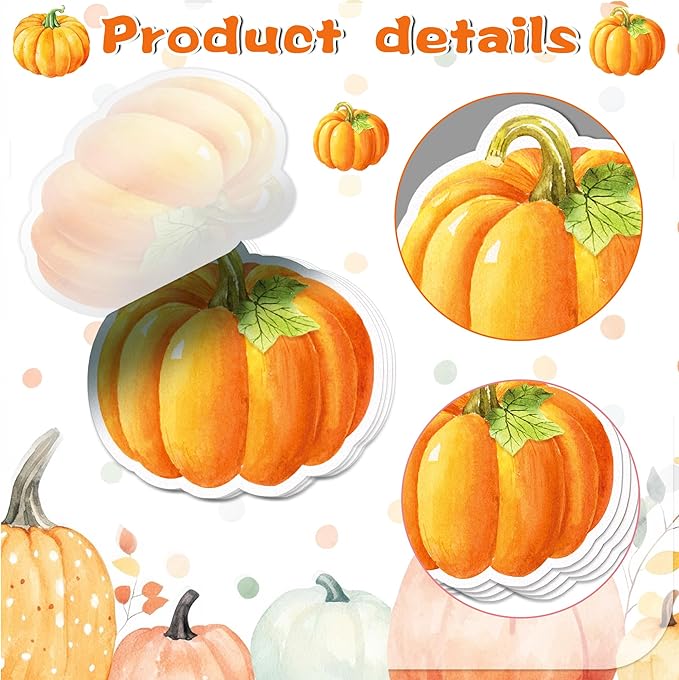 240 Pcs Pumpkin Sticky Notes 12 Designs Pumpkin Notebook Colored Sticky Notes Pads Pumpkins Sticky Note Self Stick Notes Memo Pads for School Office