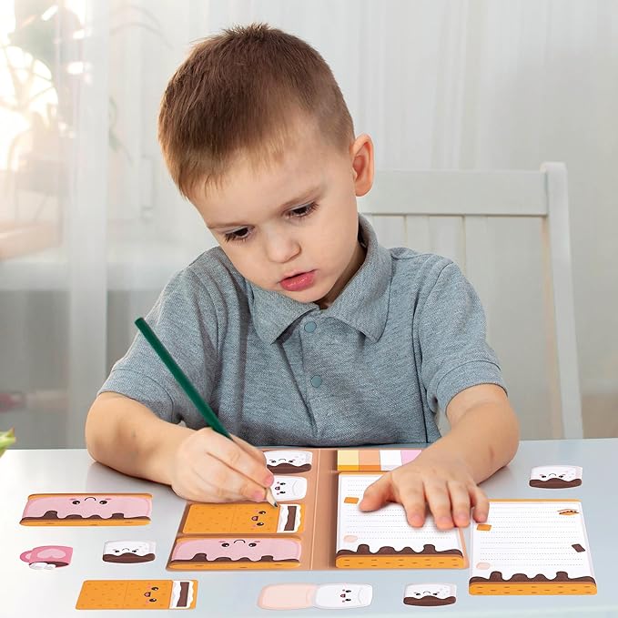 B1ykin Sticky Notes Set, Cartoon Theme Cute Self-Stick Notes Pad Christmas Thanksgiving Gifts， Self-Adhesive Writing Memo Pages Sticky to Do Notepad for Employee School Office (Marshmallows)